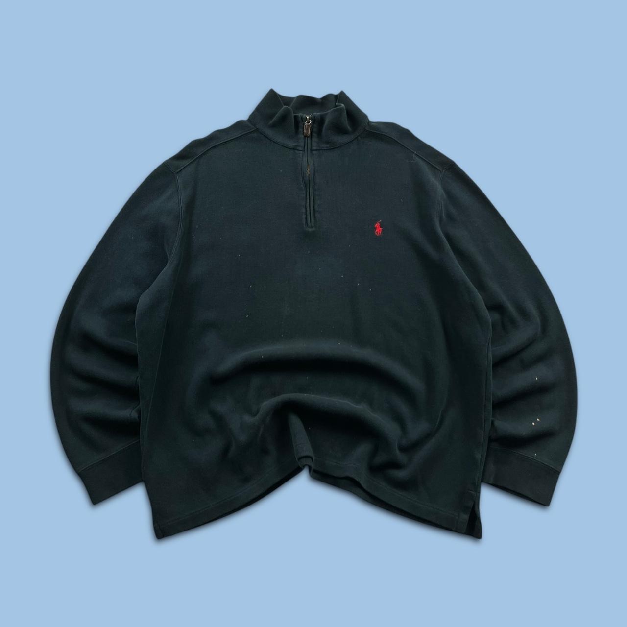 VINTAGE Y2K POLO RALPH LAUREN QUARTER ZIP KNITTED JUMPER NAVY