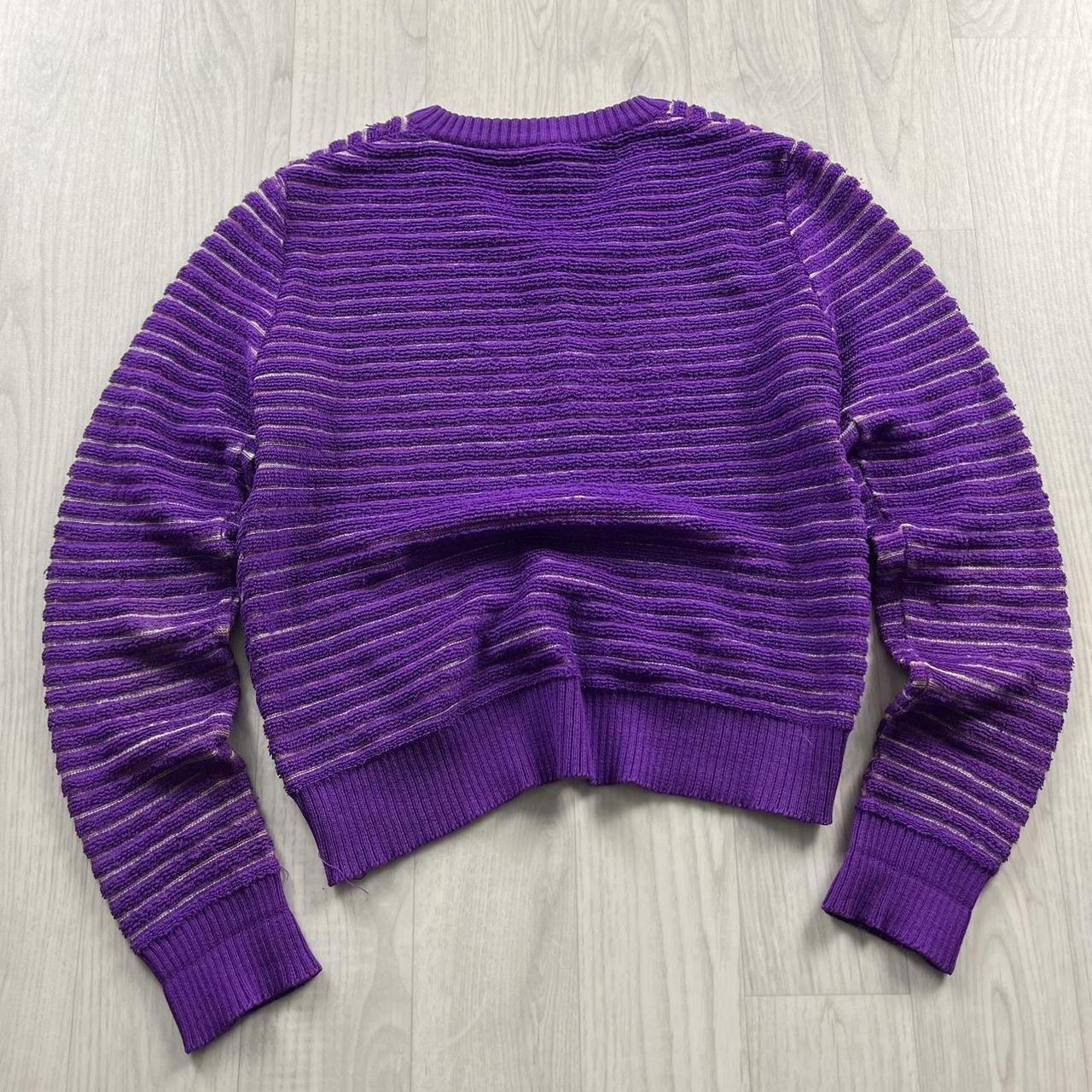 VINTAGE Y2K CROP STRIPED KNITTED JUMPER PURPLE