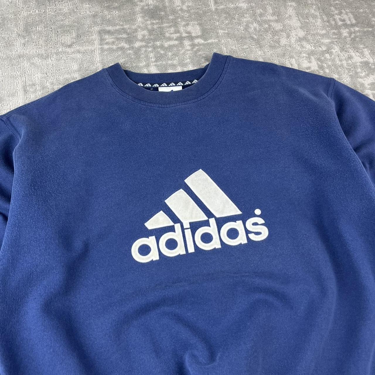 VINTAGE 90s ADIDAS BIG LOGO BOXY SPORTY SWEATSHIRT NAVY