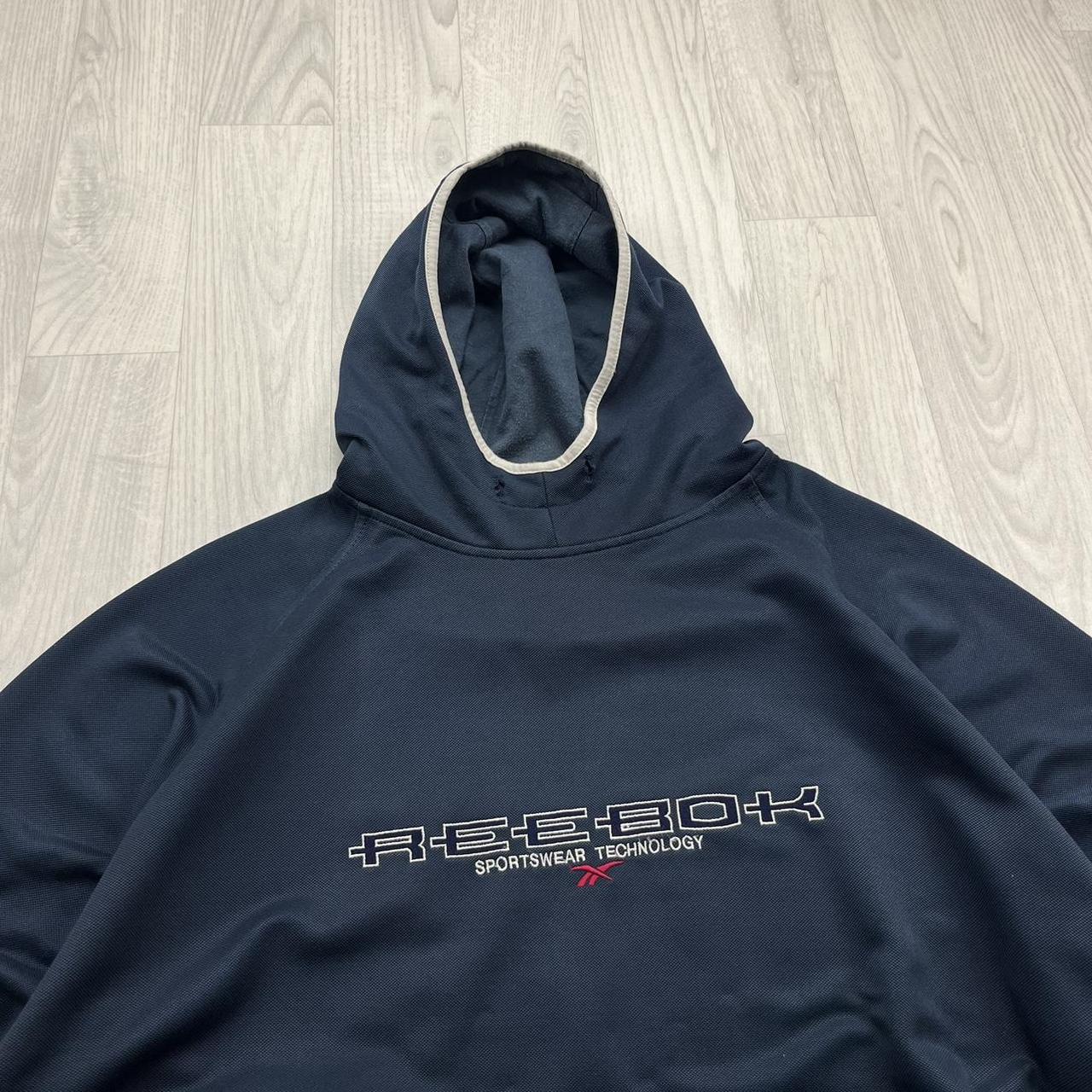 VINTAGE Y2K REEBOK SPELL OUT HOODIE NAVY