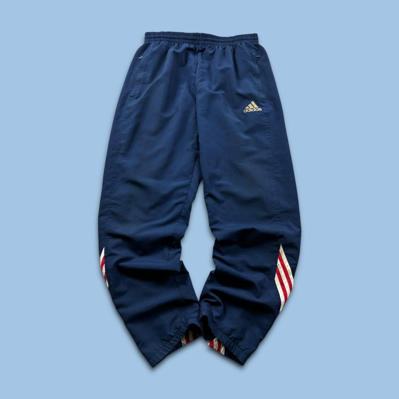 VINTAGE Y2K ADIDAS BAGGY TRACKSUIT BOTTOMS NAVY BLUE