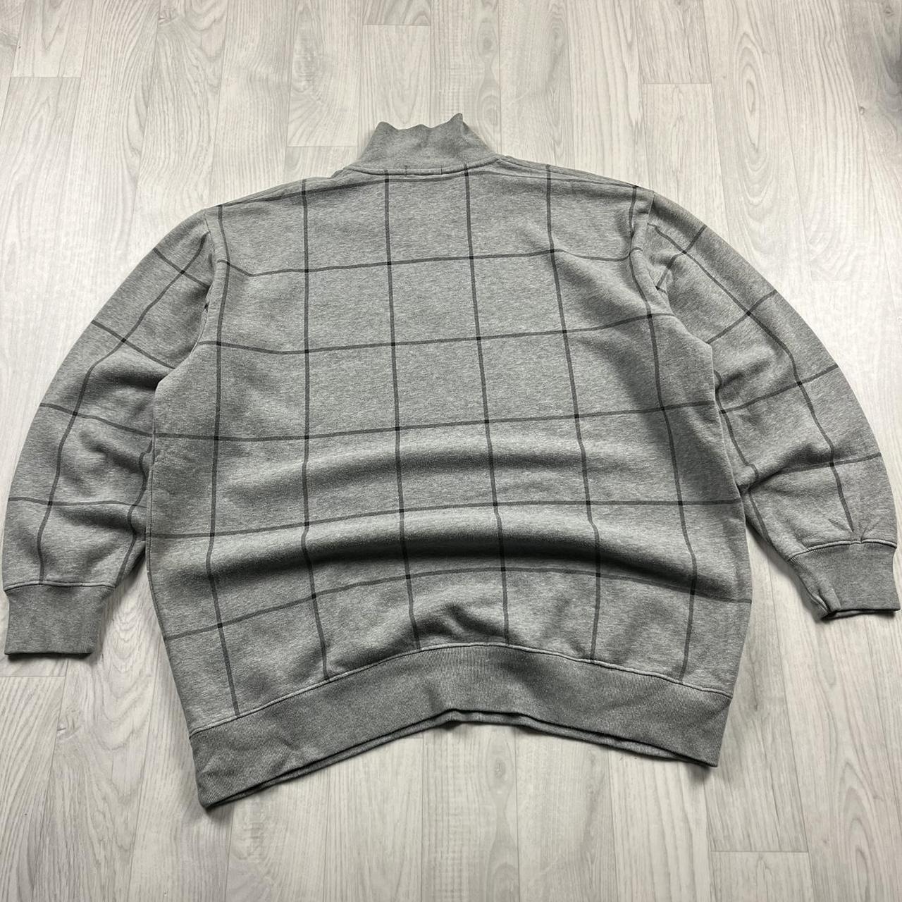 VINTAGE Y2K NAUTICA CHECKERED QUARTER ZIP SWEATSHIRT GREY