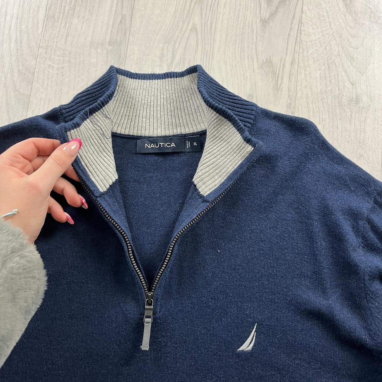 VINTAGE Y2K NAUTICA QUARTER ZIP KNITTED JUMPER NAVY