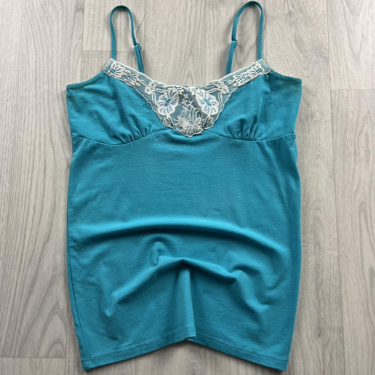 VINTAGE Y2K JANE NORMAN LACE CAMI TOP BLUE