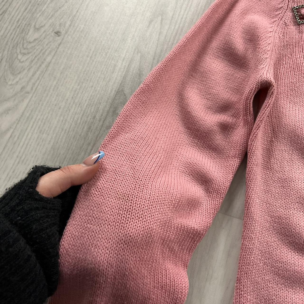VINTAGE Y2K BUCKLE DETAIL KNITTED JUMPER PINK