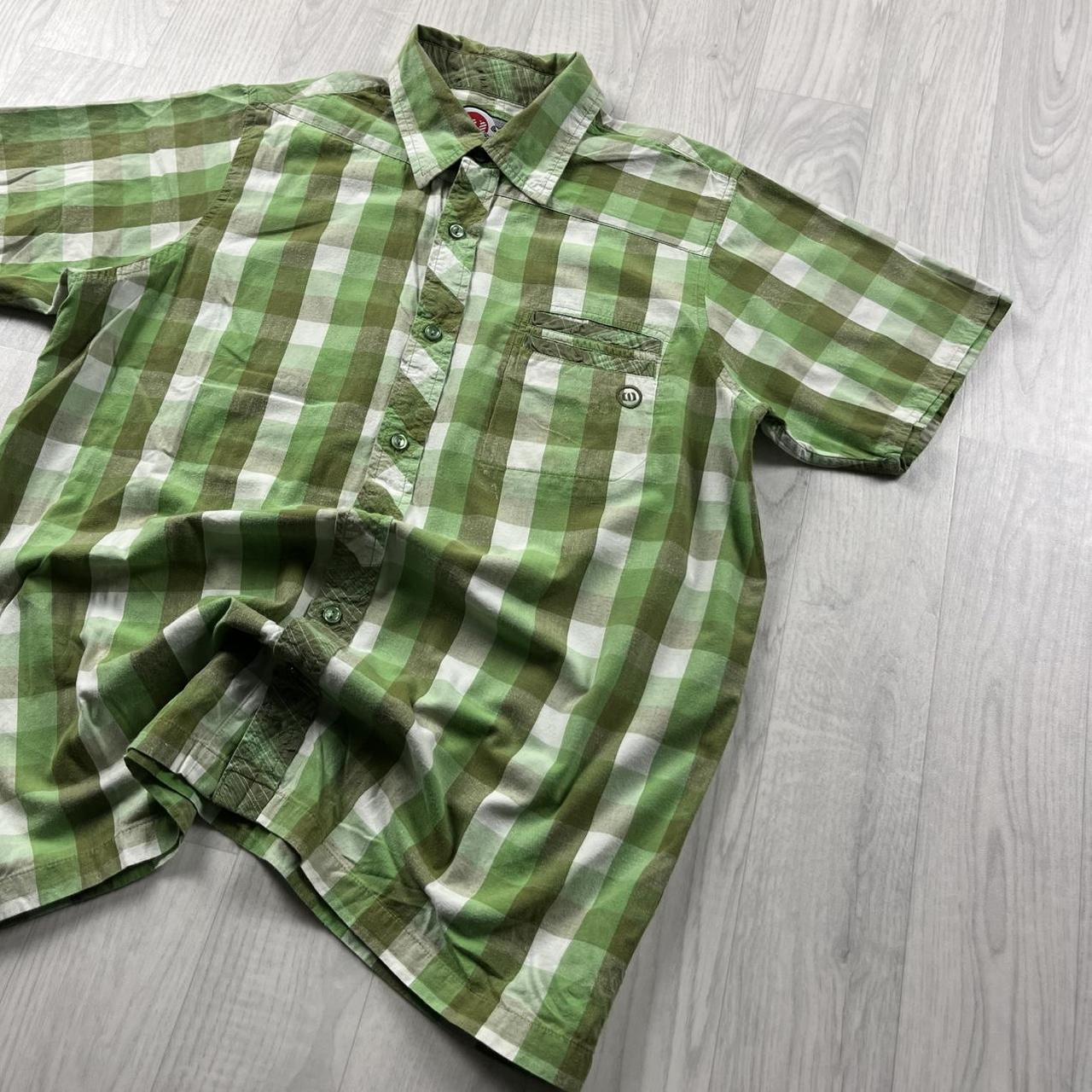 VINTAGE Y2K ANIMAL CHECKERED SHORT SLEEVE SHIRT GREEN