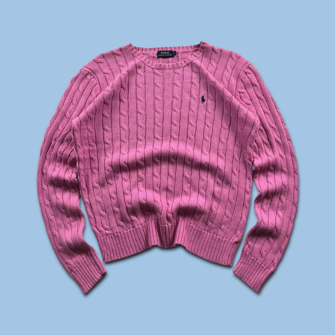 VINTAGE Y2K POLO RALPH LAUREN CHUNKY CABLE KNITTED JUMPER PINK