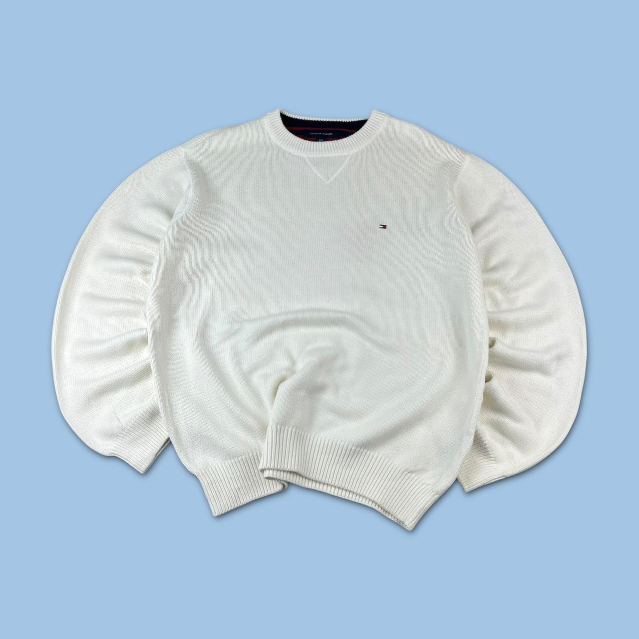 VINTAGE Y2K TOMMY HILFIGER CHUNKY ESSENTIAL KNITTED JUMPER WHITE