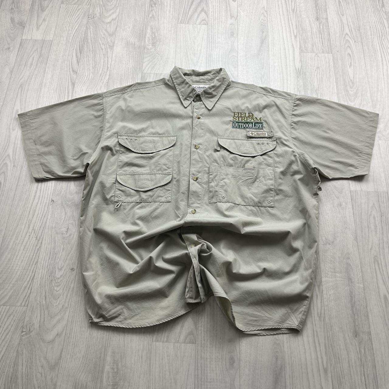 VINTAGE Y2K COLUMBIA UTILITY SHORT SLEEVE SHIRT BEIGE