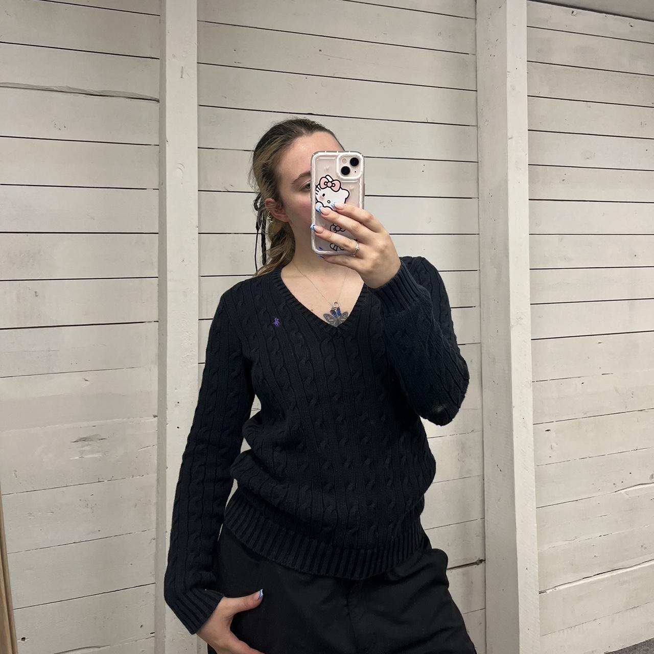 VINTAGE Y2K RALPH LAUREN CHUNKY CABLE KNITTED JUMPER BLACK