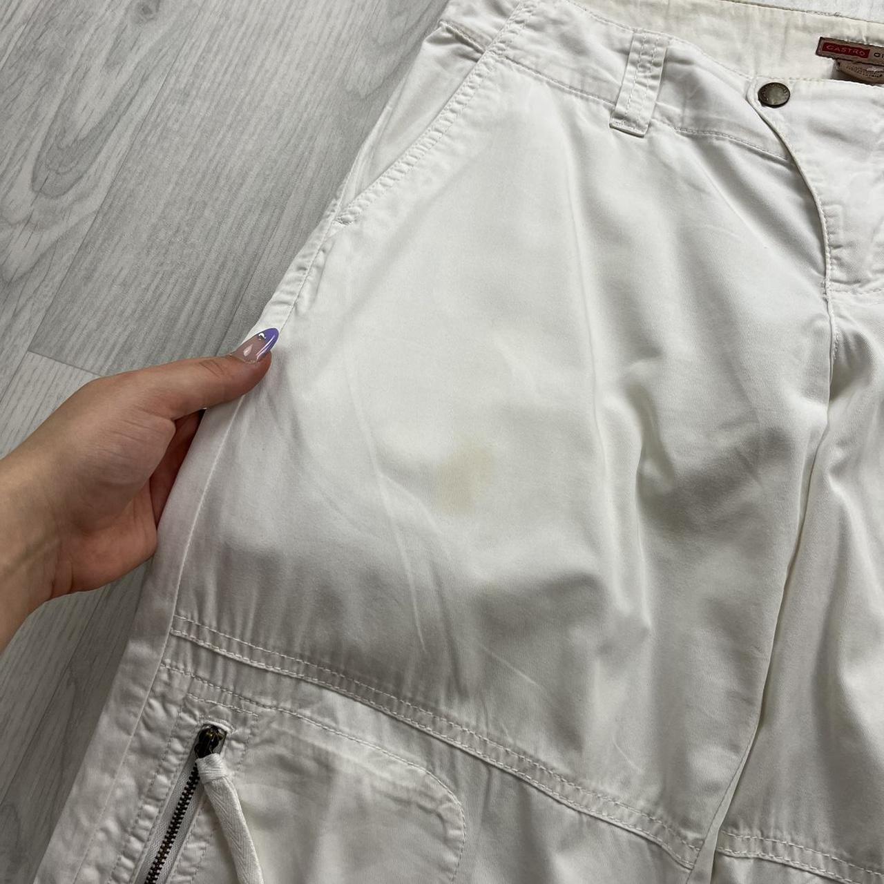 VINTAGE Y2K BAGGY LOW RISE CARGO TROUSERS WHITE