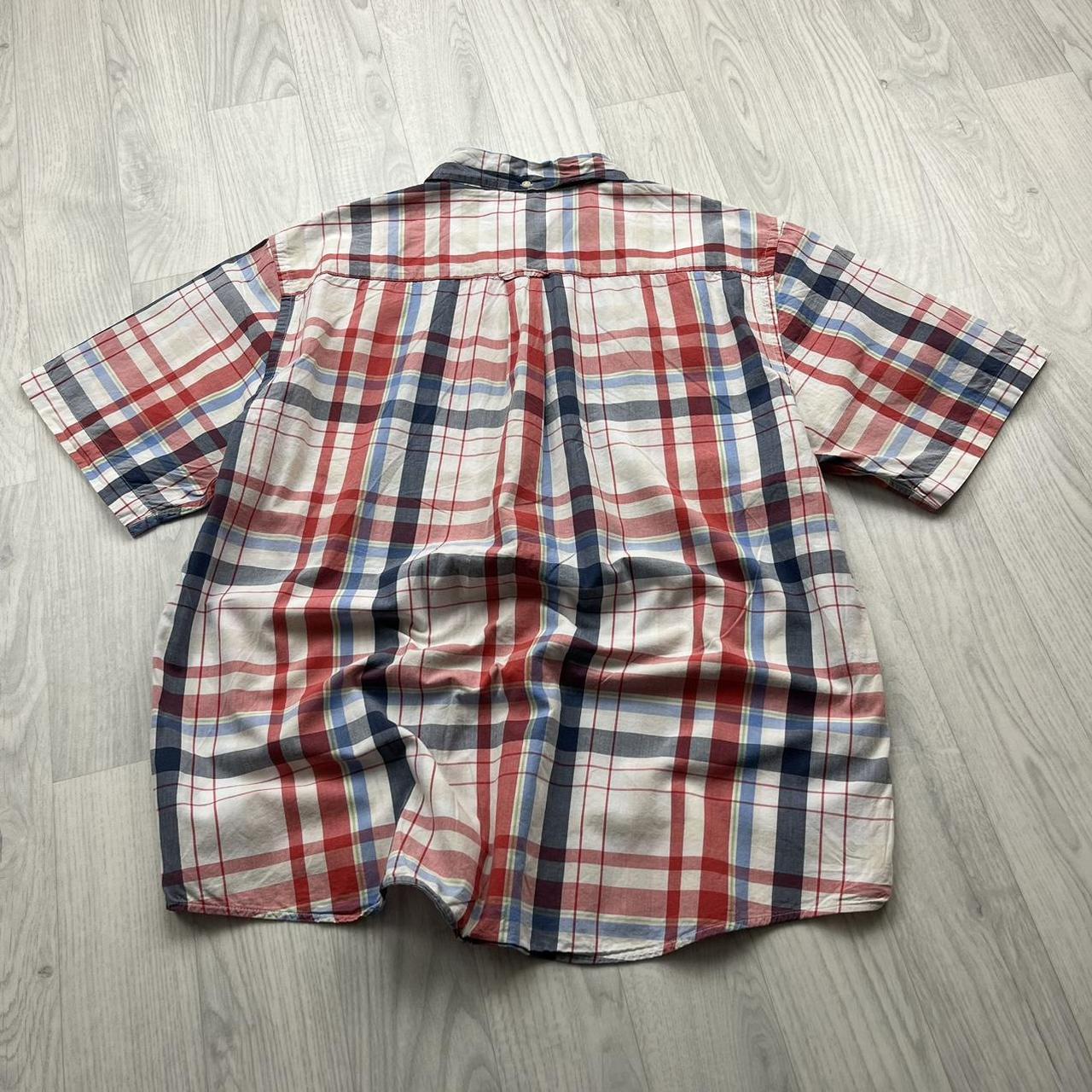 VINTAGE Y2K CHAPS PLAID BUTTON UP SHORT SLEEVE SHIRT WHITE