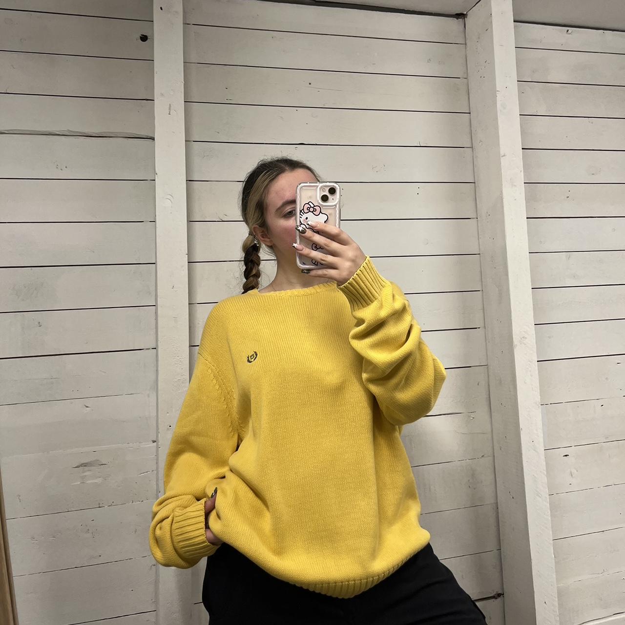 VINTAGE Y2K CHAPS CHUNKY KNITTED JUMPER YELLOW