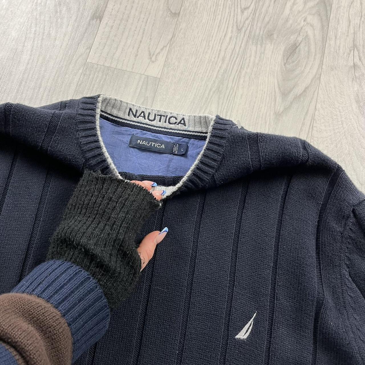 VINTAGE Y2K NAUTICA CHUNKY RIBBED KNITTED JUMPER NAVY