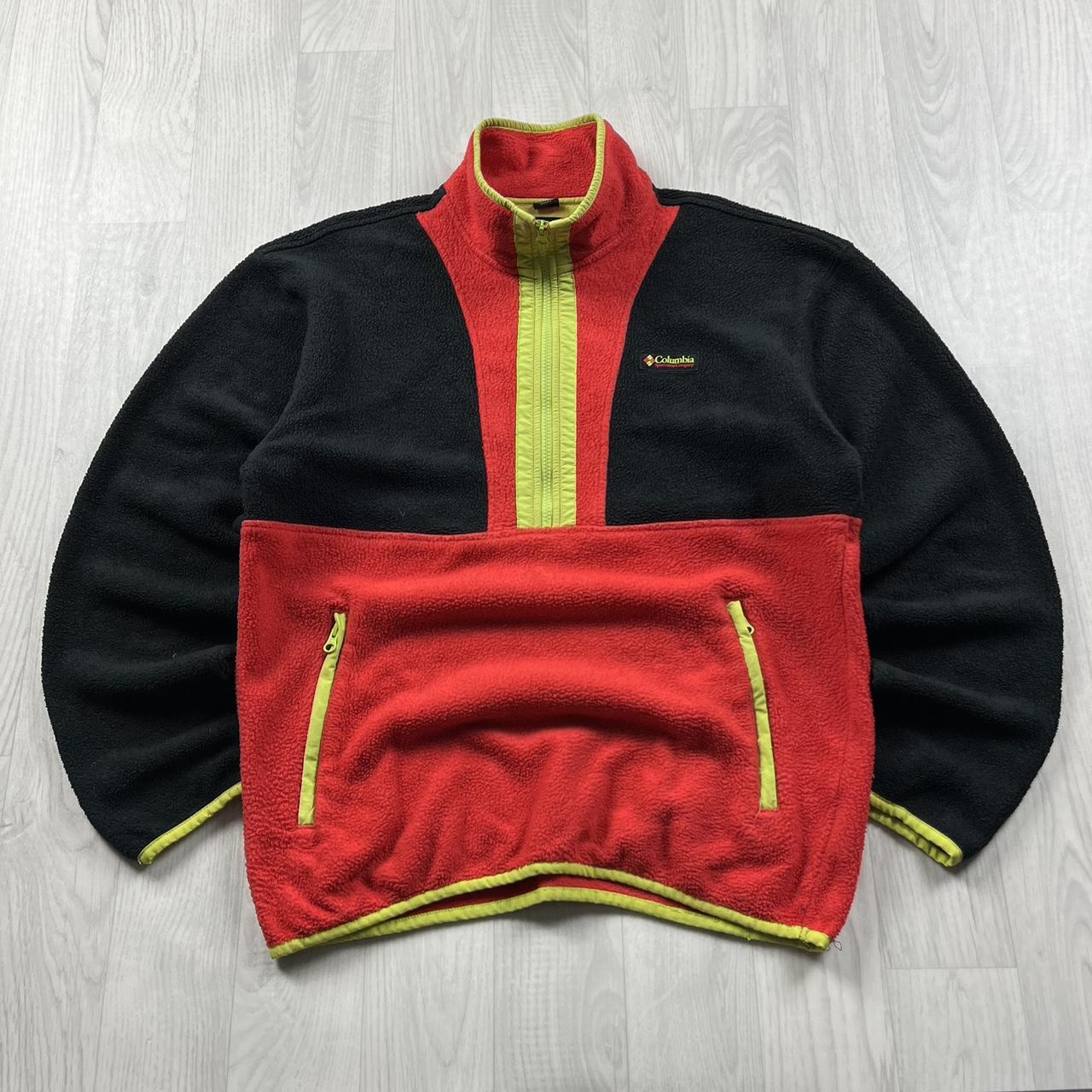 VINTAGE Y2K COLUMBIA QUARTER ZIP FLEECE SWEATSHIRT BLACK MULTI