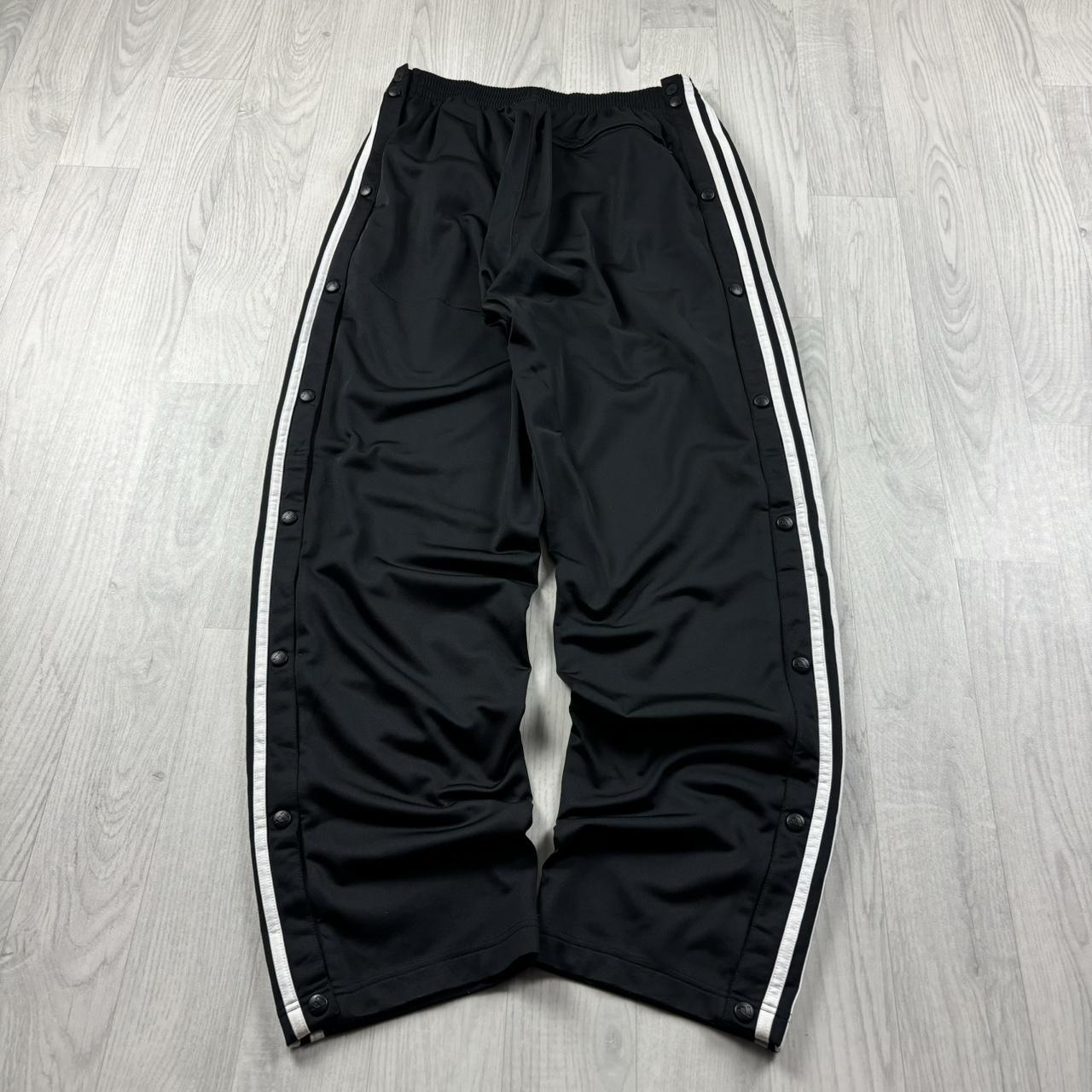 VINTAGE Y2K ADIDAS BAGGY POPPER TRACKSUIT BOTTOMS BLACK