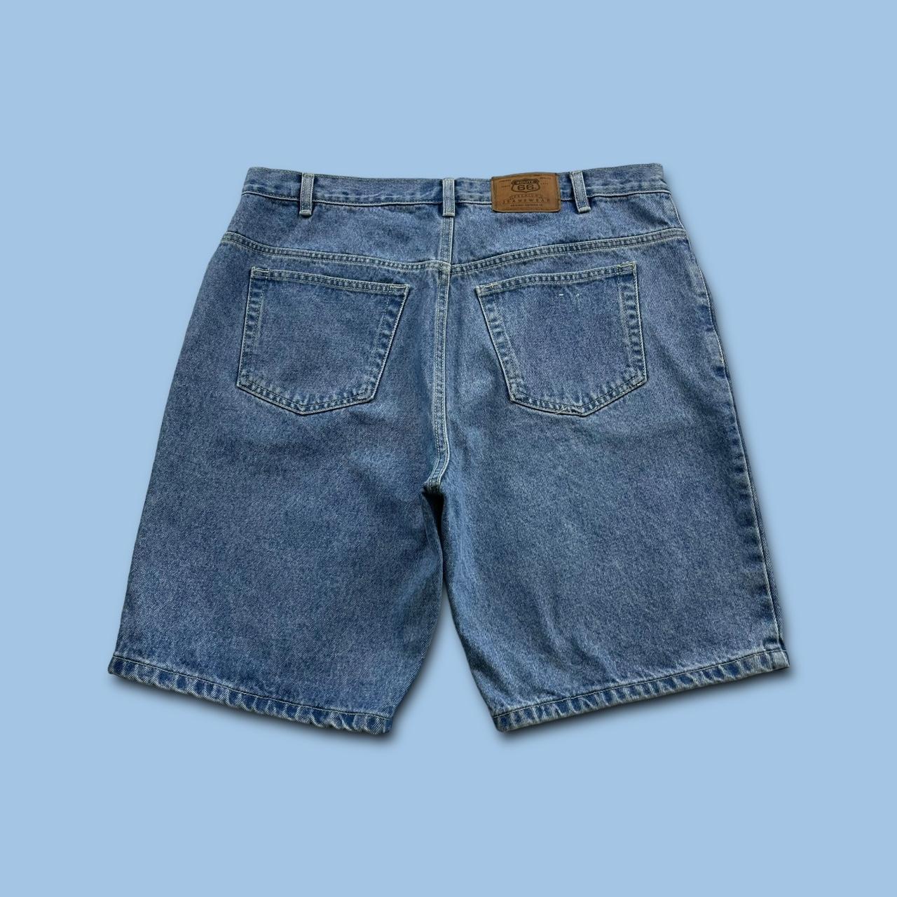 VINTAGE ROUTE 66 BAGGY LOOSE SKATER JORTS BLUE (38w)