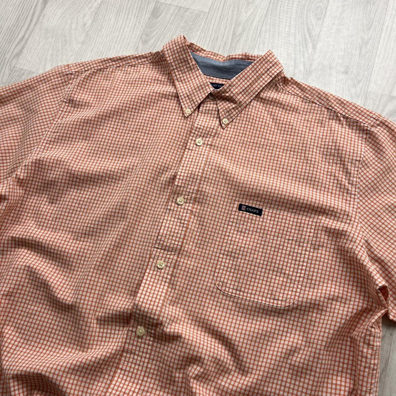 VINTAGE Y2K CHAPS SHORT SLEEVE PLAID SHIRT ORANGE