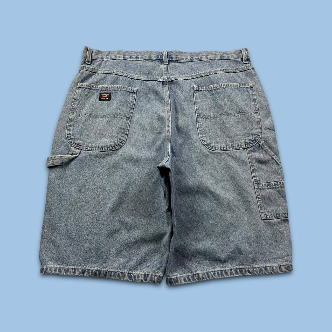 VINTAGE 00s WRANGLER BAGGY LOOSE CARPENTER JORTS BLUE