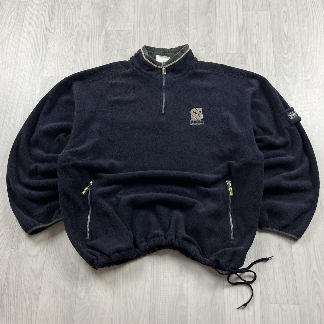 VINTAGE Y2K PUMA QUARTER ZIP TECHNICAL FLEECE SWEATSHIRT NAVY