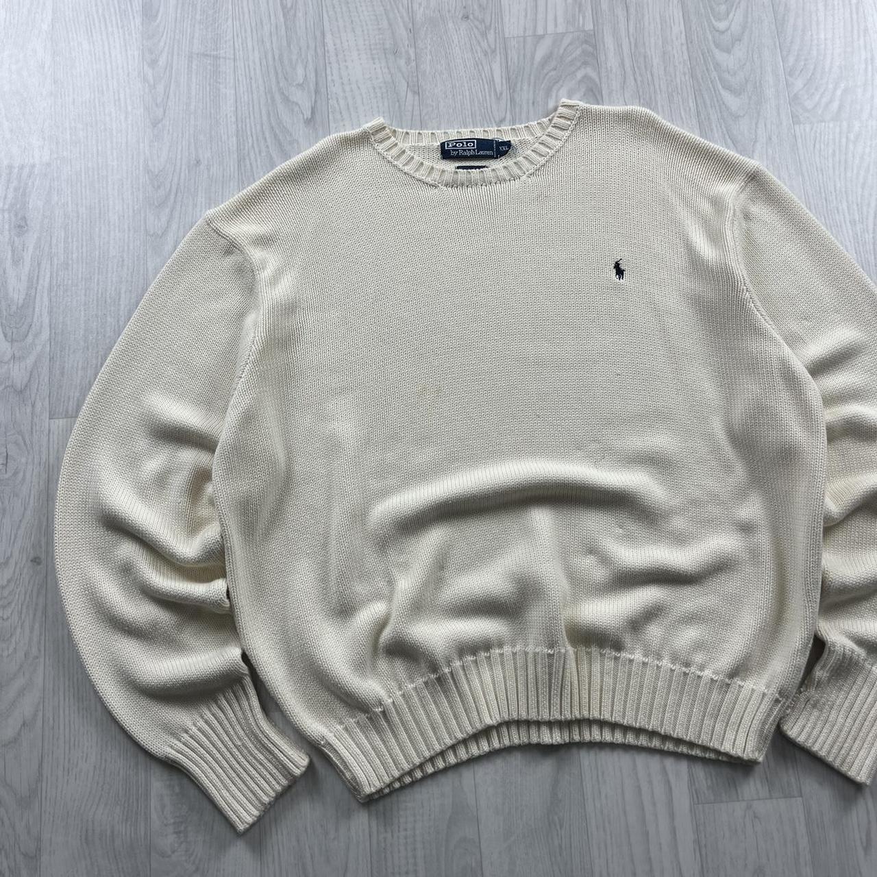 VINTAGE Y2K POLO RALPH LAUREN CHUNKY KNITTED JUMPER CREAM