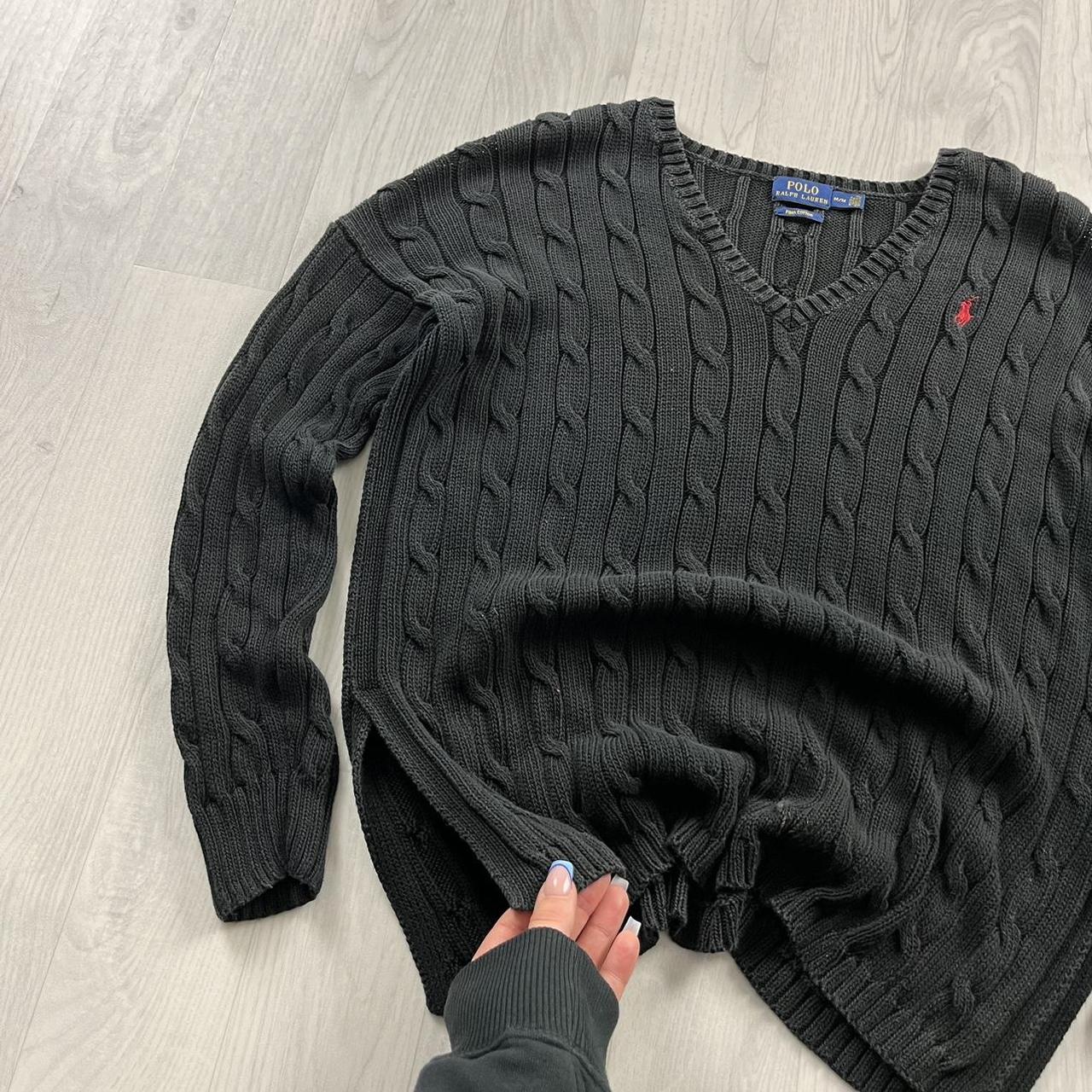 VINTAGE Y2K POLO RALPH LAUREN CHUNKY CABLE KNITTED JUMPER BLACK