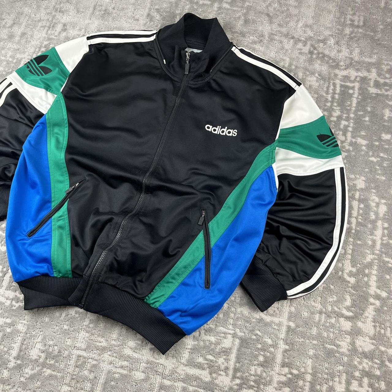 VINTAGE 90s ADIDAS PANELLED SPORTY TRACKSUIT JACKET BLACK