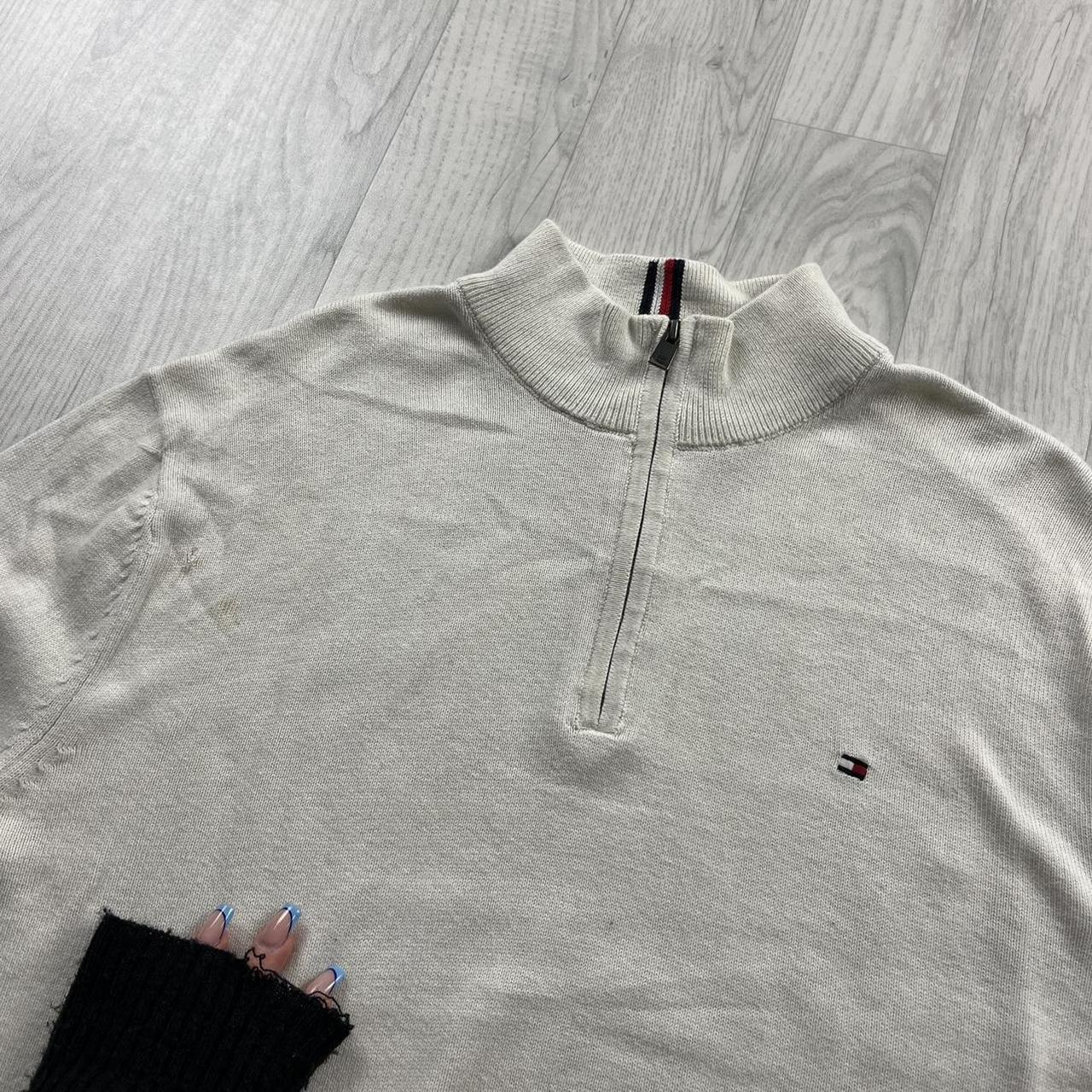 VINTAGE Y2K TOMMY HILFIGER QUARTER ZIP KNITTED JUMPER CREAM