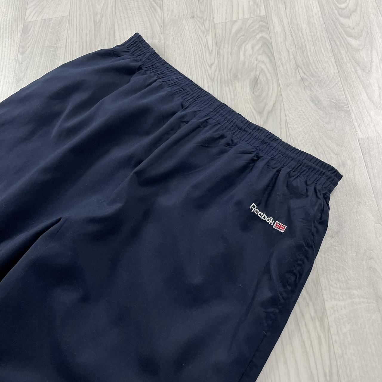 VINTAGE 00s REEBOK BAGGY TRACKSUIT BOTTOMS NAVY (2XL)