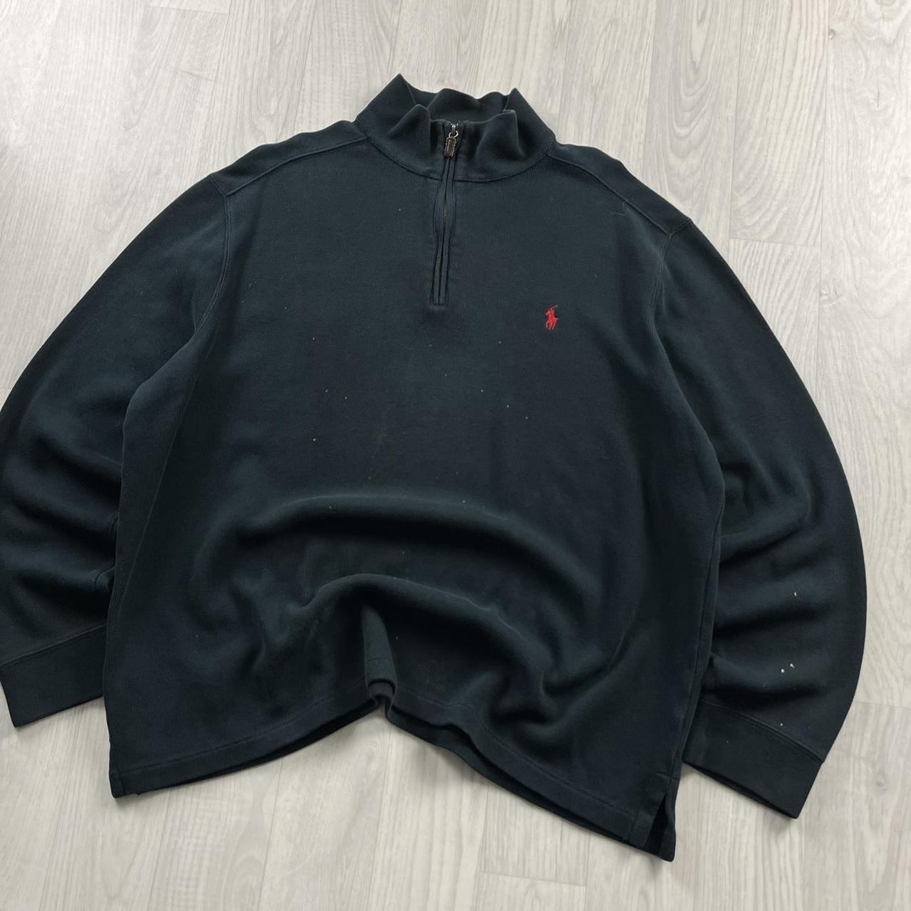 VINTAGE Y2K POLO RALPH LAUREN QUARTER ZIP KNITTED JUMPER NAVY