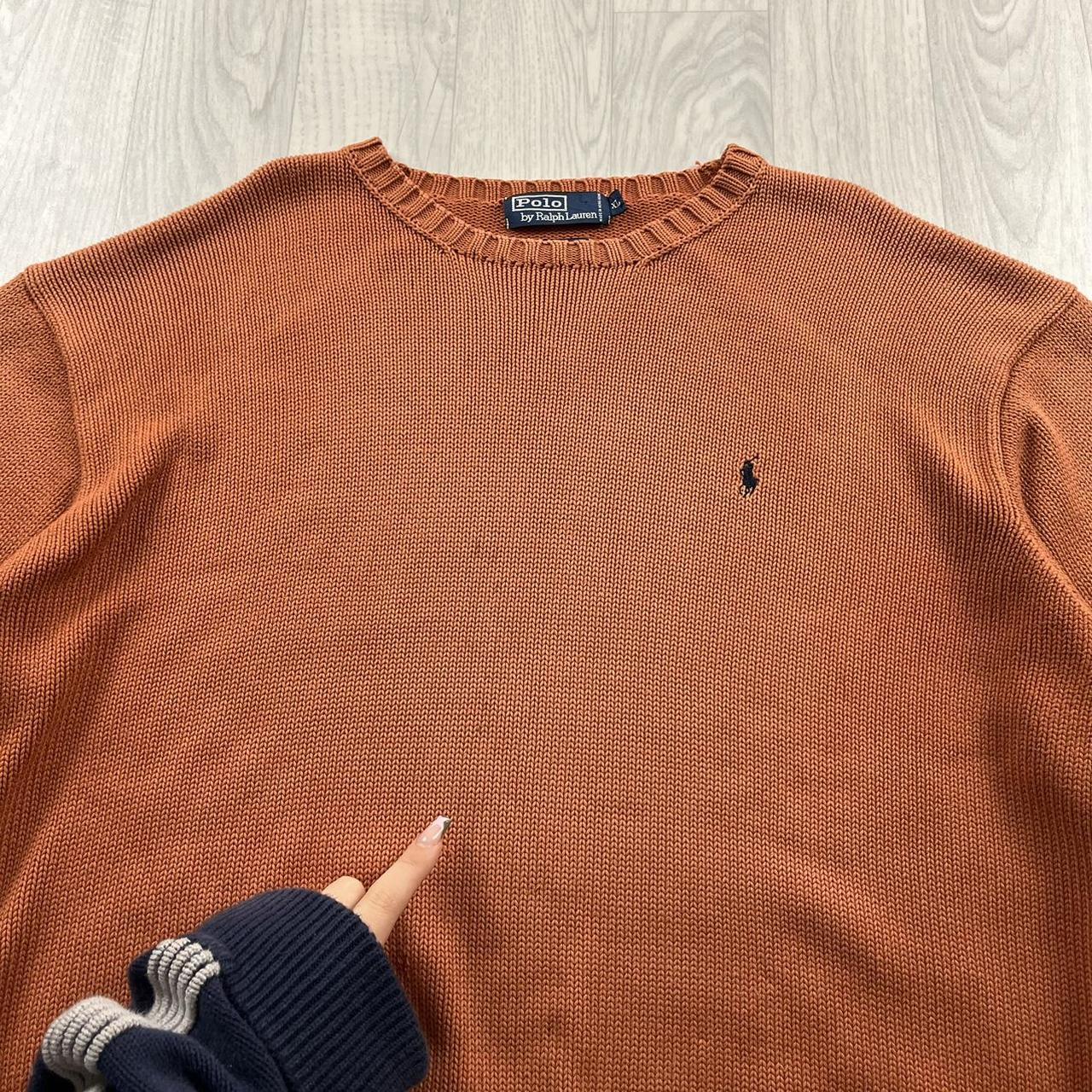 VINTAGE Y2K POLO RALPH LAUREN CHUNKY KNITTED JUMPER ORANGE