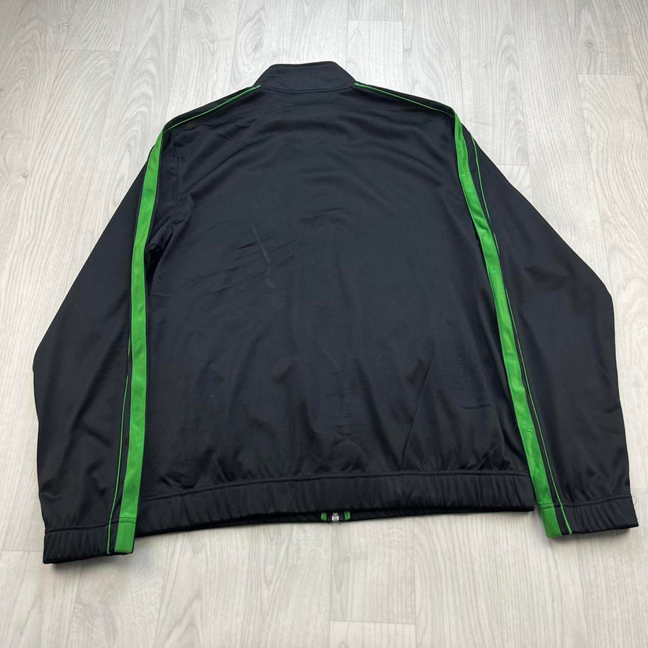 VINTAGE Y2K NIKE SIDE STRIPE ZIP UP TRACK JACKET BLACK / GREEN