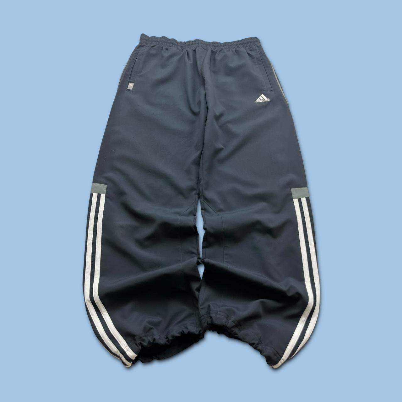 VINTAGE Y2K ADIDAS SIDE STRIPE BAGGY TRACKSUIT BOTTOMS GREY