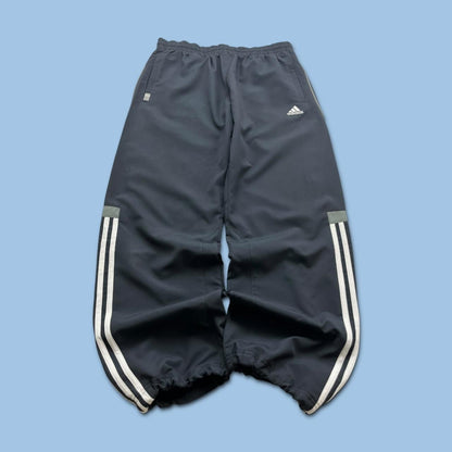 VINTAGE Y2K ADIDAS SIDE STRIPE BAGGY TRACKSUIT BOTTOMS GREY