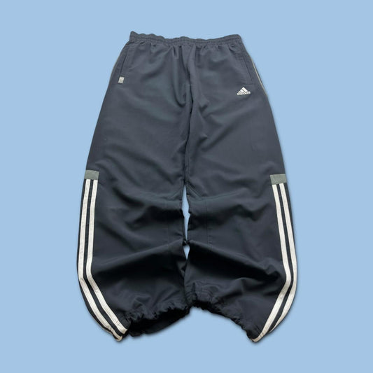 VINTAGE Y2K ADIDAS SIDE STRIPE BAGGY TRACKSUIT BOTTOMS GREY