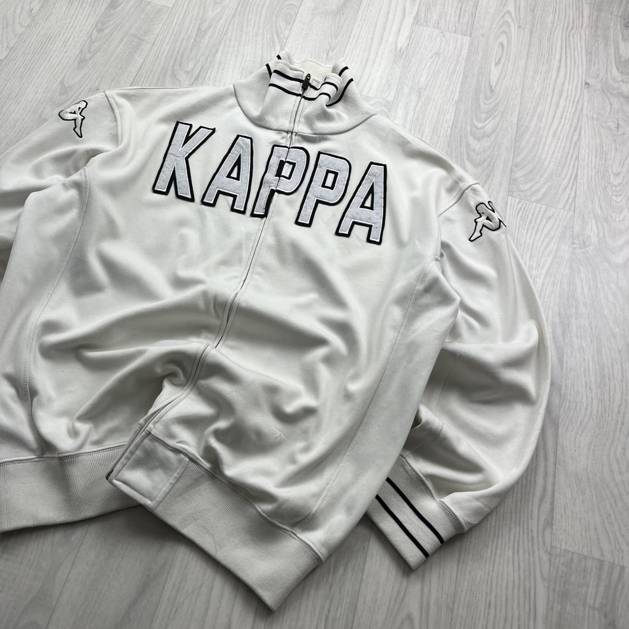 VINTAGE Y2K KAPPA SPELL OUT TRACKSUIT JACKET WHITE