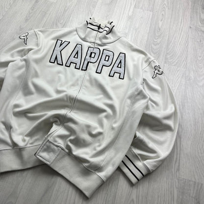 VINTAGE Y2K KAPPA SPELL OUT TRACKSUIT JACKET WHITE