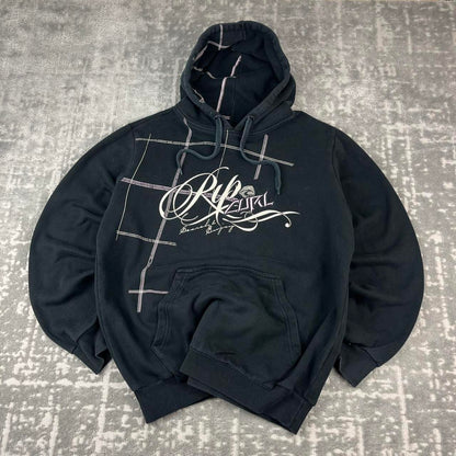 VINTAGE Y2K RIP CURL PLAID GRAPHIC HOODIE BLACK