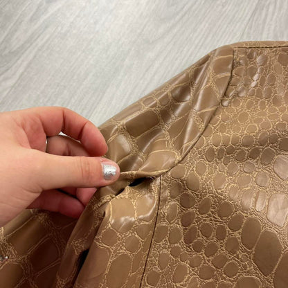 VINTAGE Y2K SNAKE PRINT LEATHER STYLE JACKET BEIGE (S)