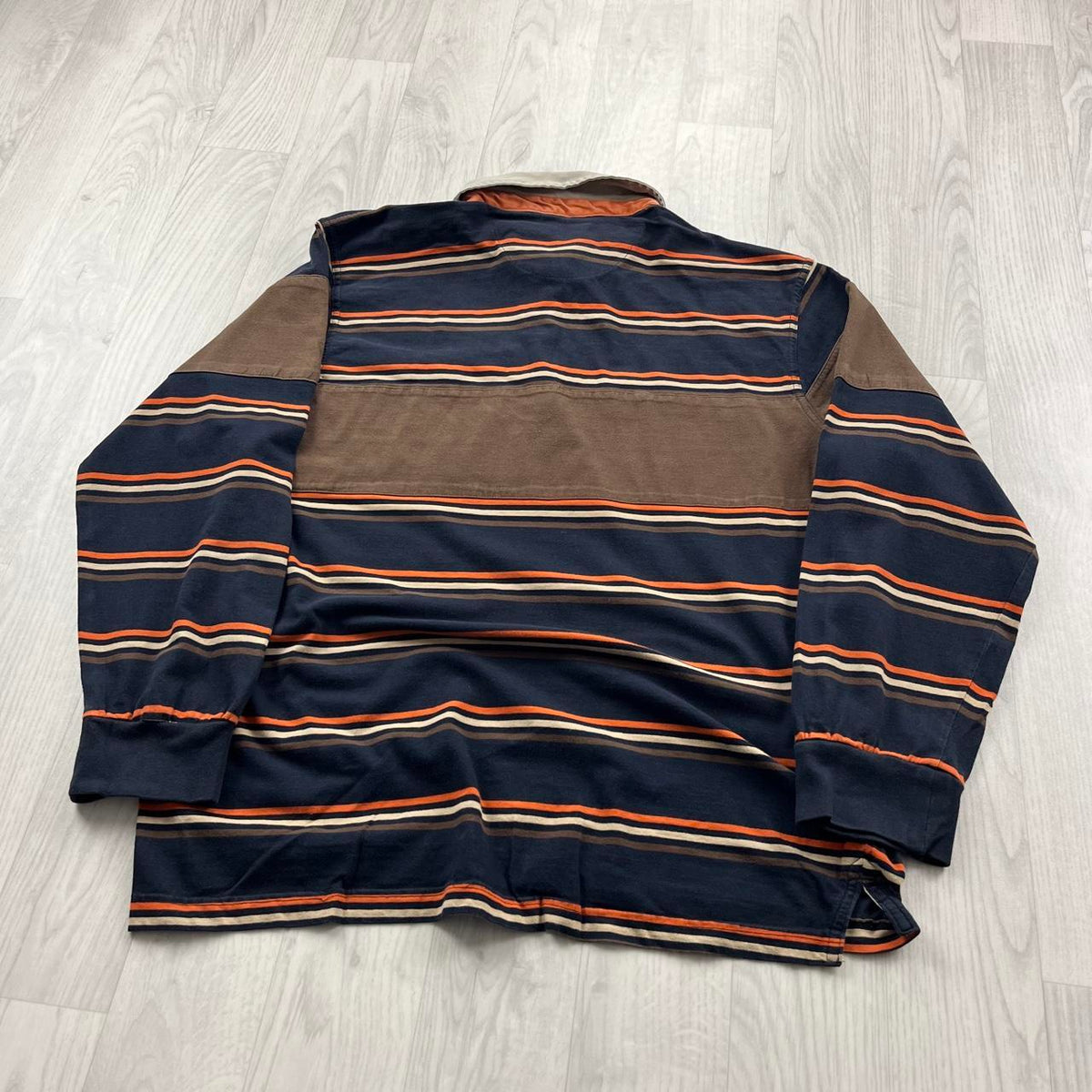 VINTAGE Y2K MISSON STRIPED LONG SLEEVE RUGBY POLO SHIRT BROWN