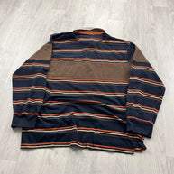 VINTAGE Y2K MISSON STRIPED LONG SLEEVE RUGBY POLO SHIRT BROWN