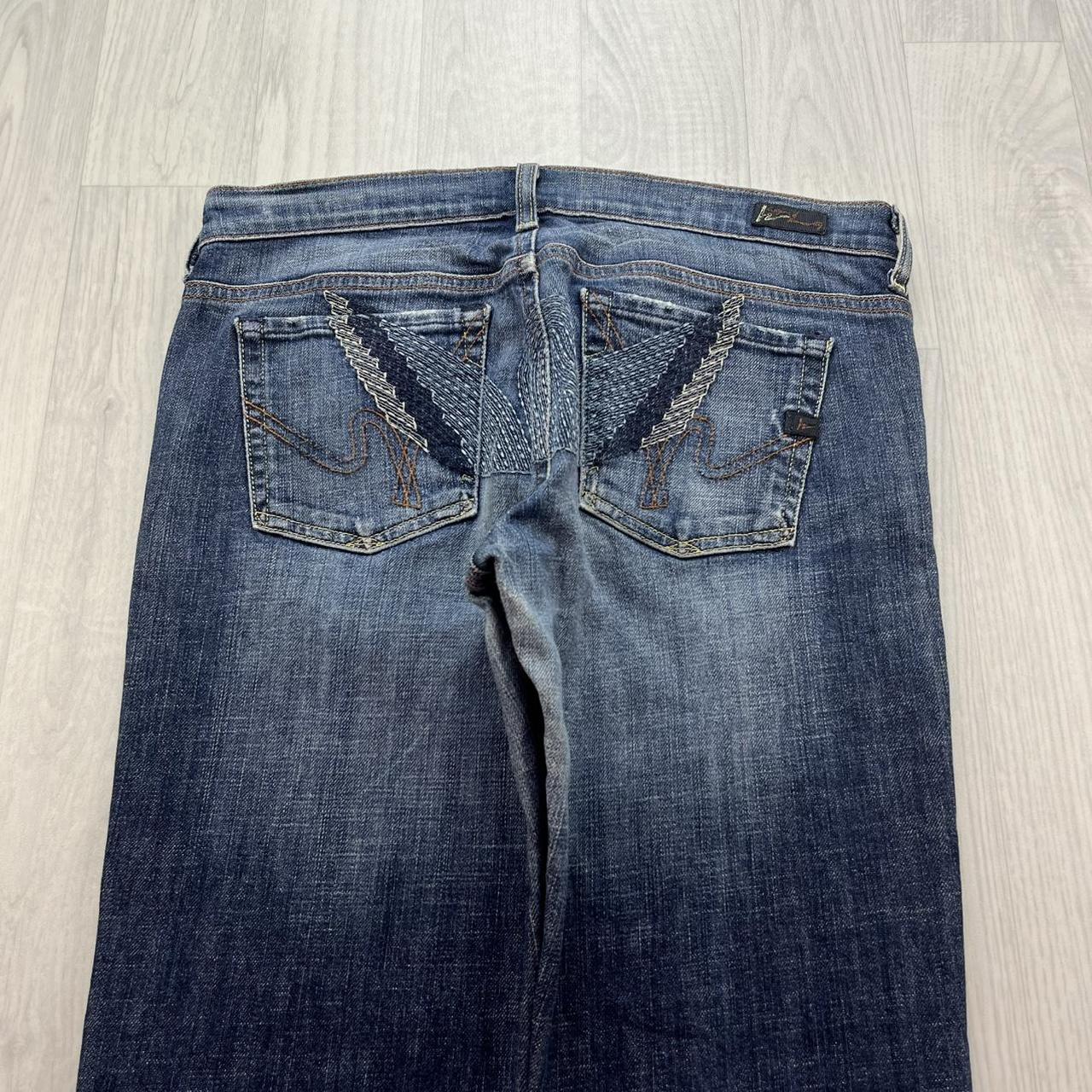 VINTAGE Y2K LOW RISE EMBROIDERED BOOTCUT FLARED JEANS BLUE