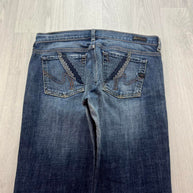 VINTAGE Y2K LOW RISE EMBROIDERED BOOTCUT FLARED JEANS BLUE