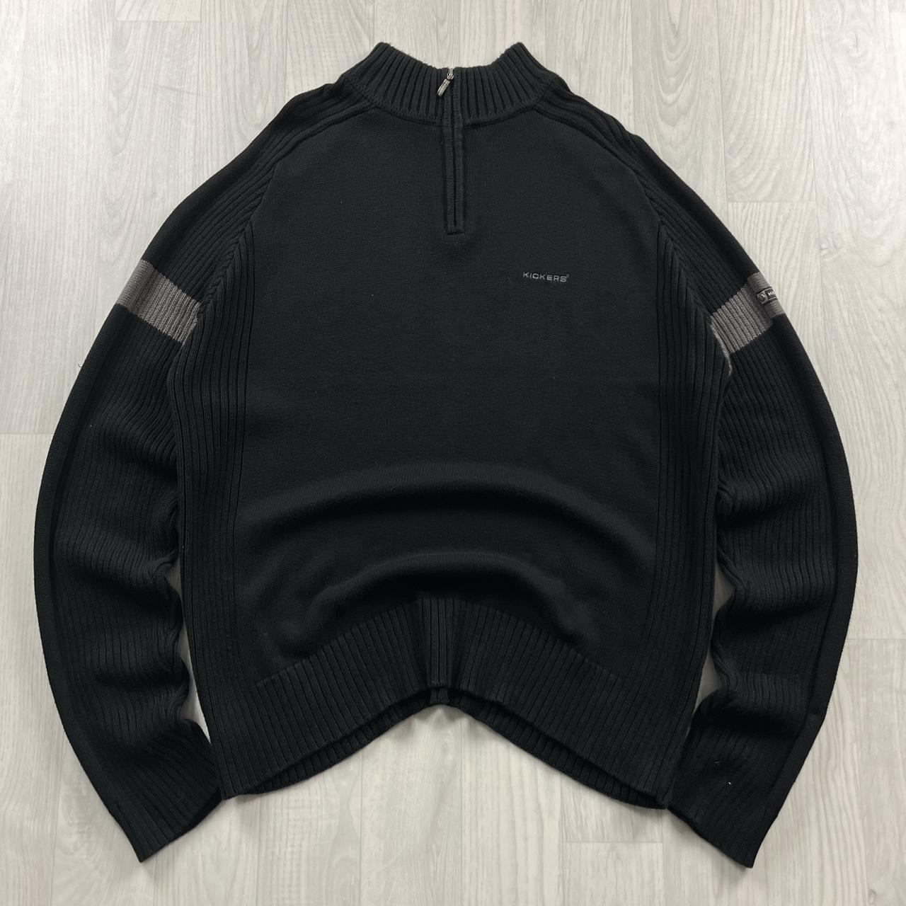 VINTAGE Y2K KICKERS CHUNKY QUARTER ZIP RIBBED KNITTED JUMPER BLACK