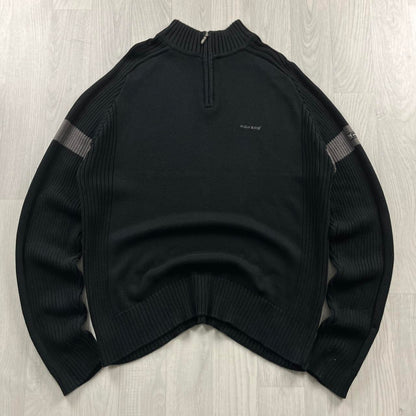 VINTAGE Y2K KICKERS CHUNKY QUARTER ZIP RIBBED KNITTED JUMPER BLACK