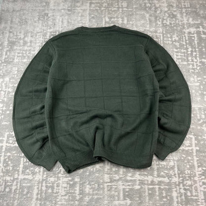 VINTAGE Y2K IZOD PLAID CHUNKY ESSENTIAL KNITTED JUMPER GREEN