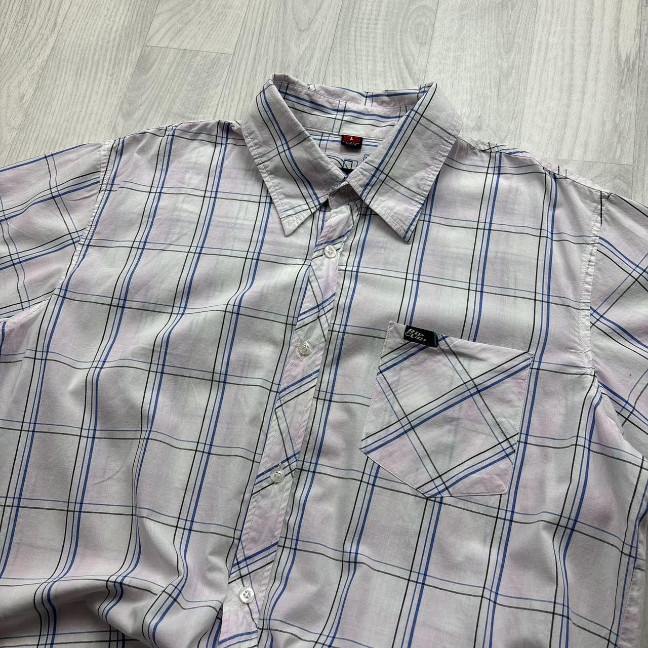 VINTAGE Y2K RIP CURL PLAID SHORT SLEEVE SHIRT WHITE / PINK
