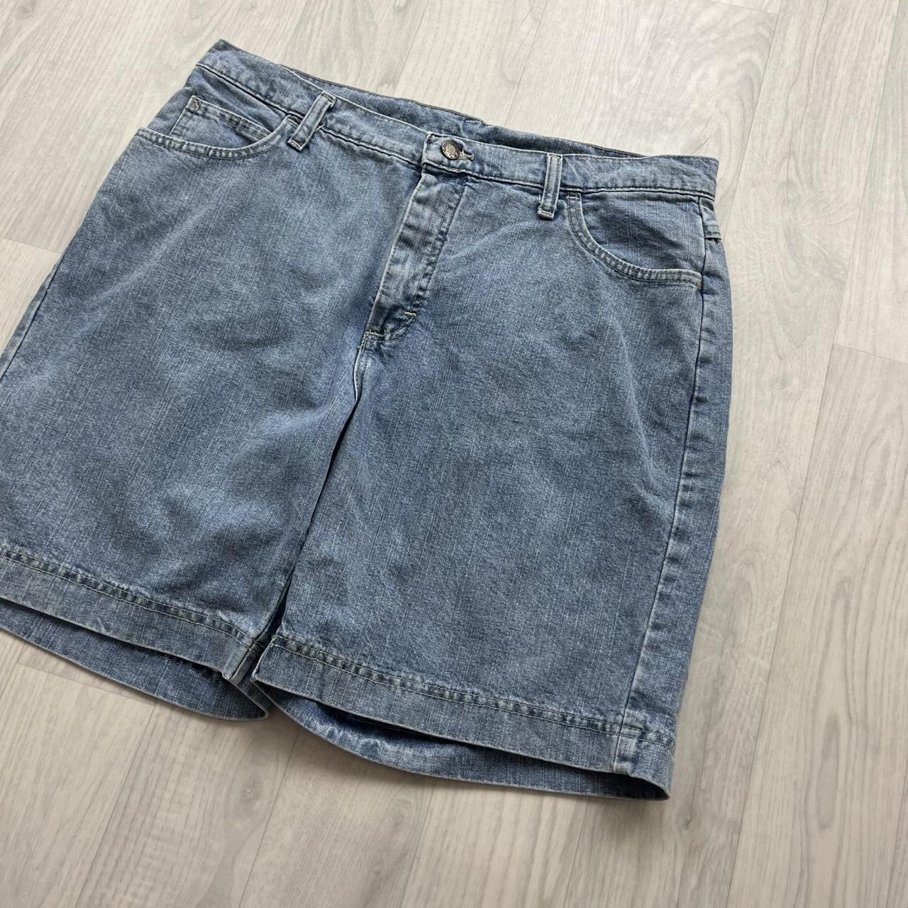 VINTAGE 00s RIDERS BY LEE BAGGY JORTS LIGHT BLUE