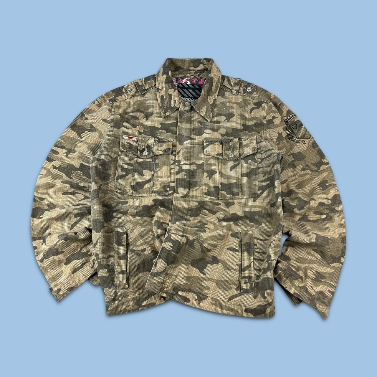 VINTAGE Y2K BILLABONG UTILITY CAMO PLAID JACKET KHAKI