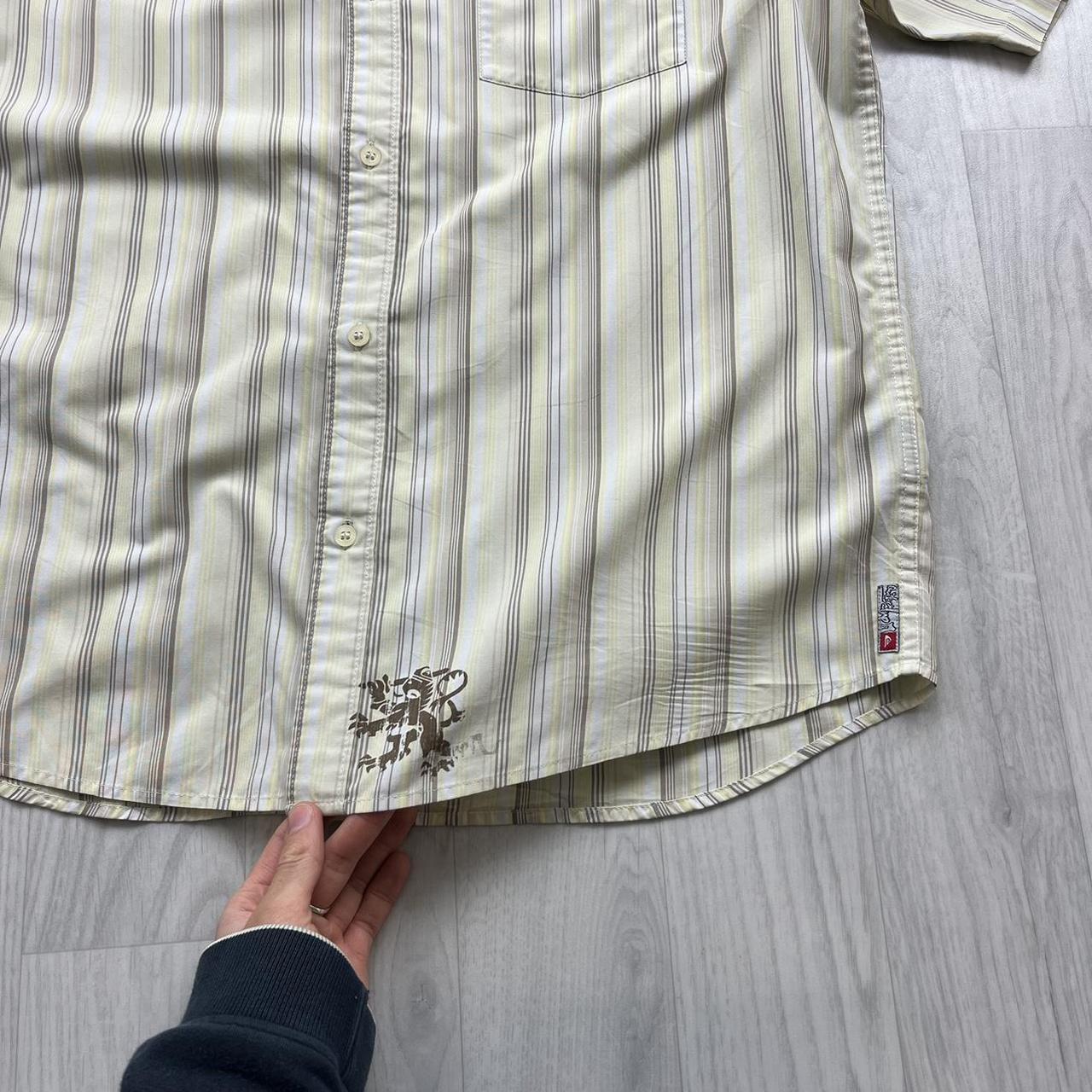 VINTAGE Y2K QUIKSILVER STRIPED SHORT SLEEVE SHIRT CREAM